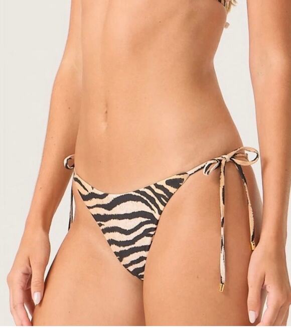 PQ Swim Other - PQ Swim Bikini Bottom SZ Small NWT Cleo Link TieSide Teeny Tiger Print Gold Ring